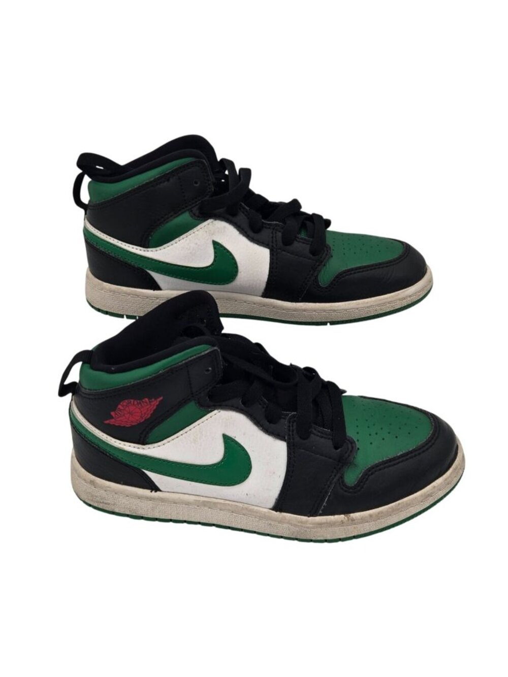 Air Jordan 1 Mid Pine Green Black White Gym Red Sneakers Youth 2.5Y ID640734-067